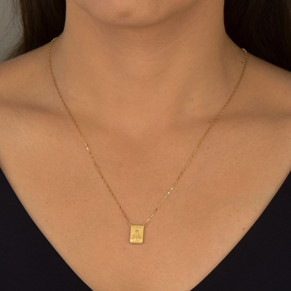 Produto Escapulário de Ouro 18k Sagrado Coração Jesus e Nossa Senhora do Carmo
