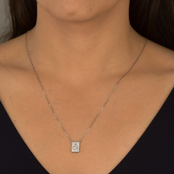 Produto Escapulário de Ouro Branco Sagrado Coração Jesus e Nossa Senhora do Carmo Grande