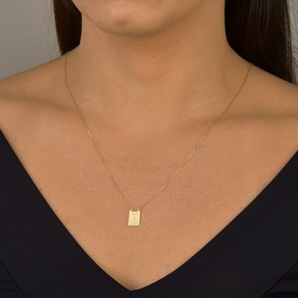 Produto Escapulario de Ouro 18k Deus e Fiel e Salmo Pai Nosso