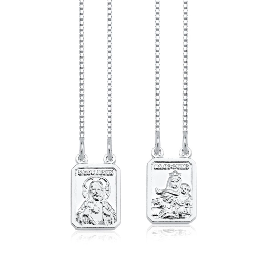 Escapulário Em Prata 925 Sagr. Coração Jesus / Senhora Carmo Produto Escapulário Em Prata 925 Sagr. Coração Jesus / Senhora Carmo