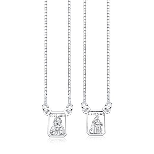 Escapulário Feminino de Prata 925 Tradicional Mini Produto Escapulário Feminino de Prata 925 Tradicional Mini