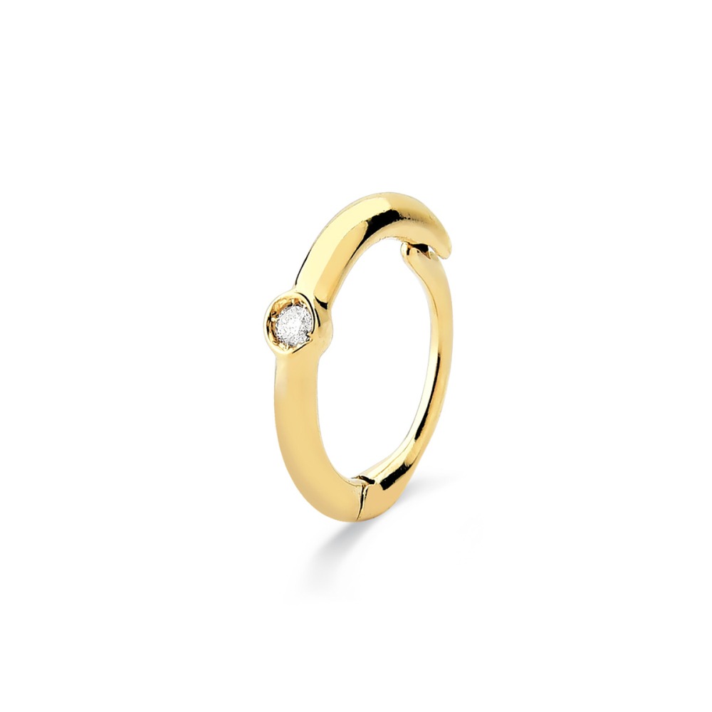 Produto Piercing de Ouro 18k Redondo com Diamante