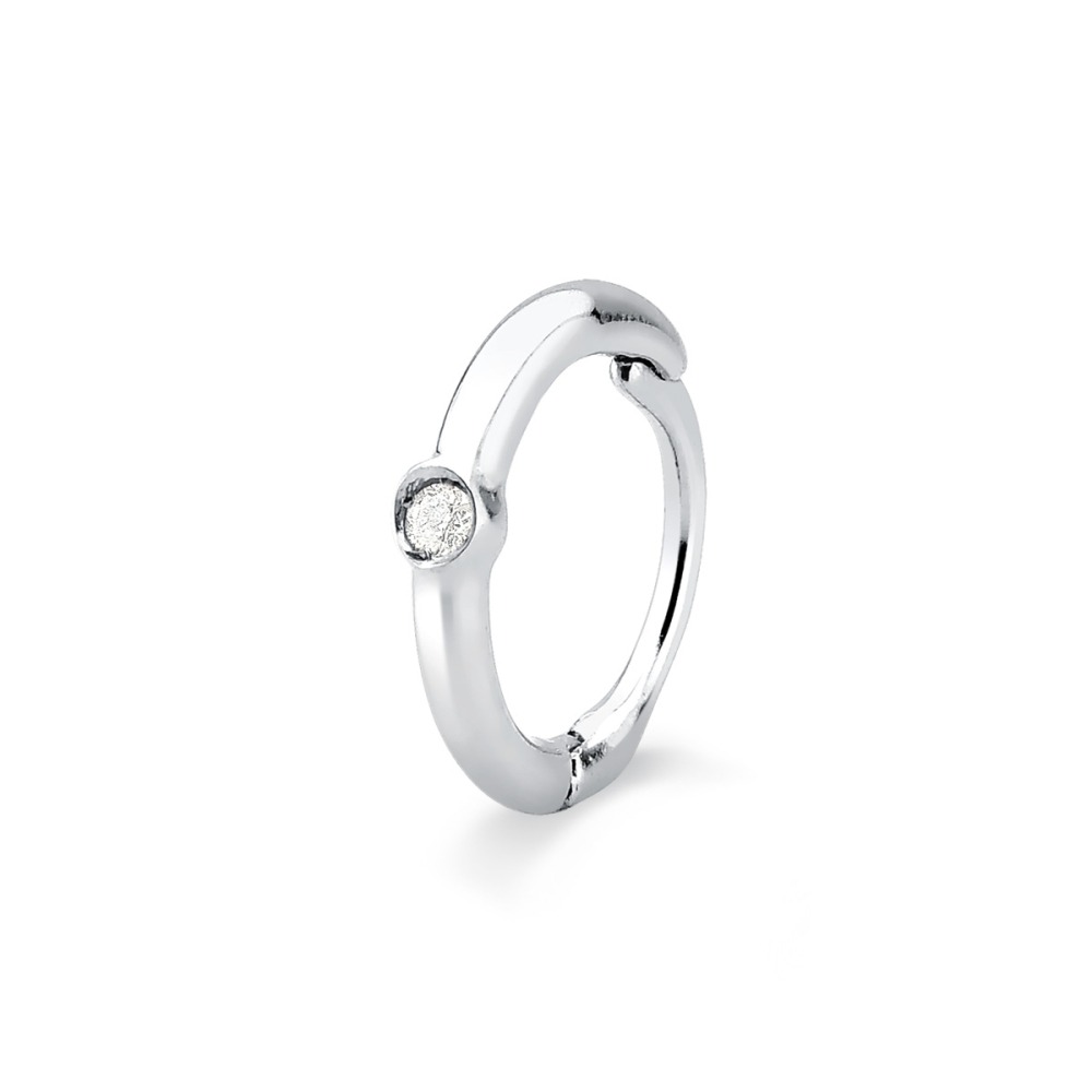 Produto Piercing de Ouro Branco 18k Redondo com Diamante