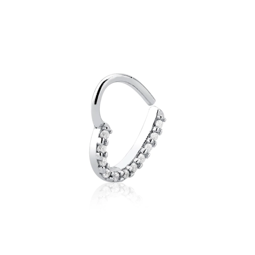 Produto Piercing daith helix coração lado esquerdo prata 925