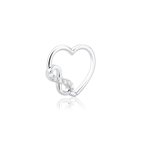 Produto Piercing de Prata 925 Argola Coração com Infinito