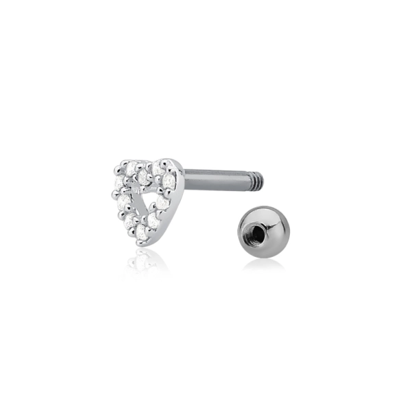 Produto Piercing de Prata 925 Microbell Coração com Zircônias