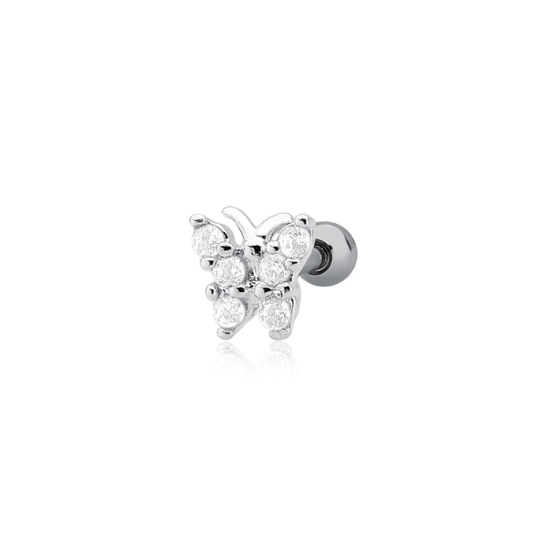 Produto Piercing de Prata 925 Tragus Borboleta com Zircônias