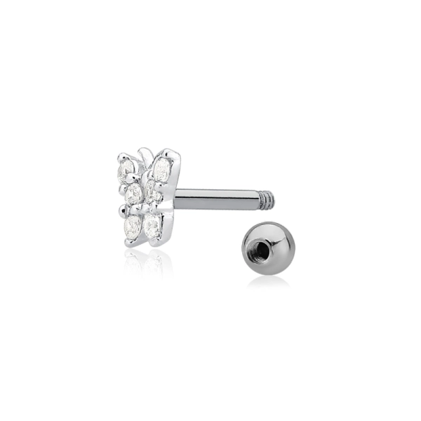 Produto Piercing de Prata 925 Tragus Borboleta com Zircônias