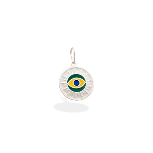 Produto Pingente Feminino de Prata 925 Olho Grego Cores da Bandeira