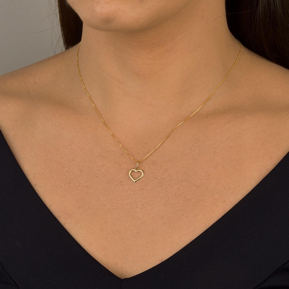 Produto Pingente de Ouro 18k Coração Vazado com 9mm