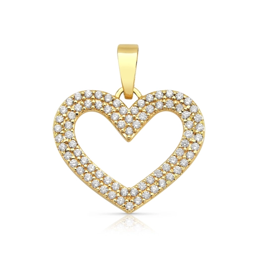 Produto Pingente de Ouro 18k Coração Vazado com Zircônias