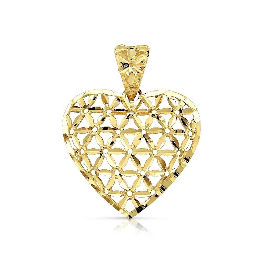 Produto Pingente de Ouro 18k Coração Vazado e Detalhado
