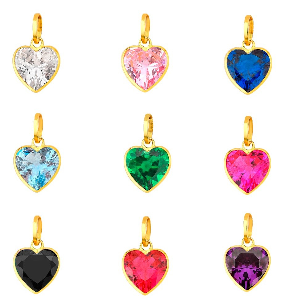 Produto Pingente de Ouro 18k Coração Zircônia com 5mm
