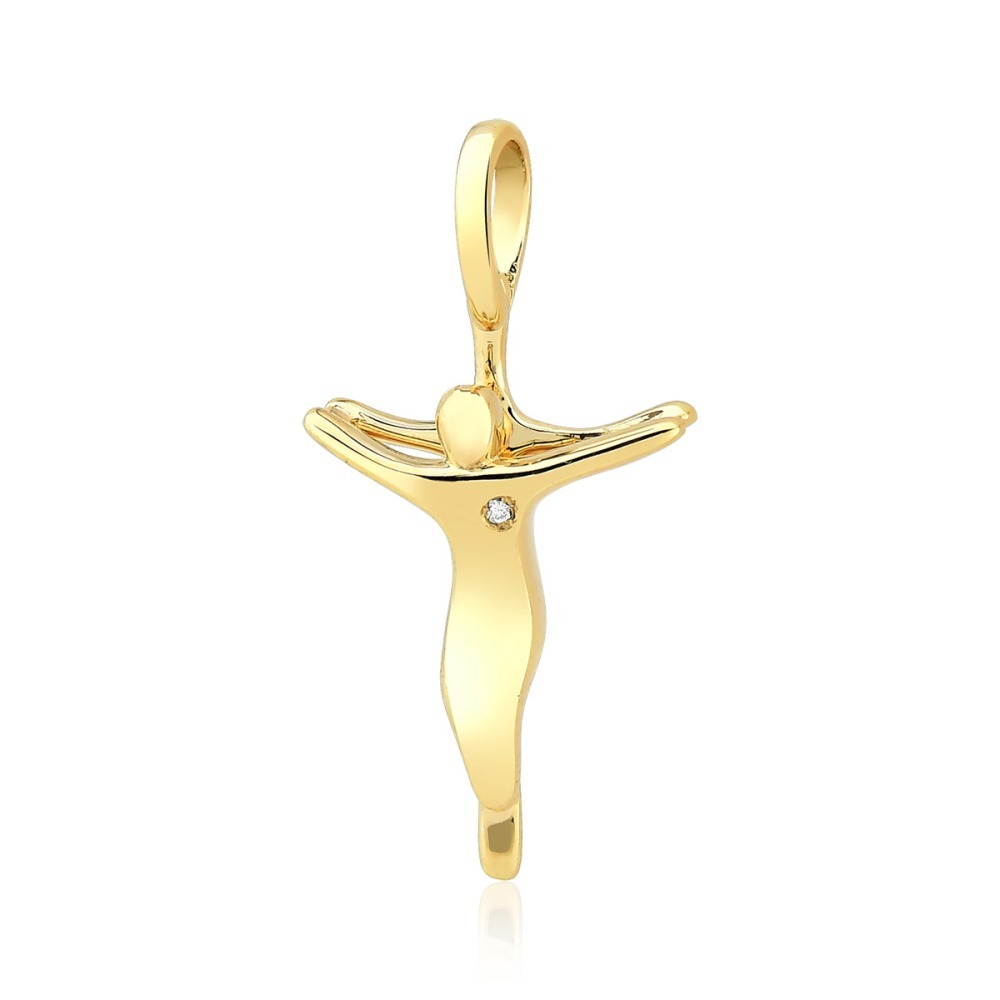Produto Pingente de Ouro 18k Jesus Cristo com Diamante