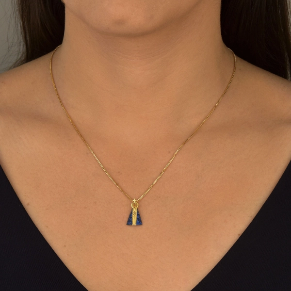 Pingente de Ouro 18k Nossa Senhora Aparecida manto azul Produto Pingente de Ouro 18k Nossa Senhora Aparecida manto azul