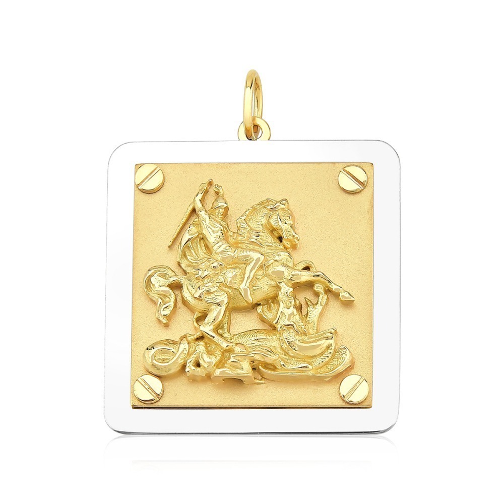 Pingente de Ouro 18k Placa São Jorge Produto Pingente de Ouro 18k Placa São Jorge