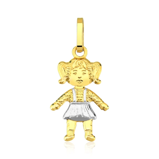 Produto Pingente Ouro 18k Menina com Detalhes em Ouro Branco