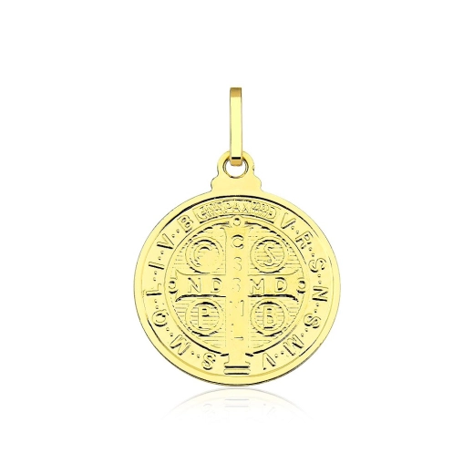 Pingente de ouro 18k medalha de São Bento - Médio 15mm Produto Pingente de ouro 18k medalha de São Bento - Médio 15mm