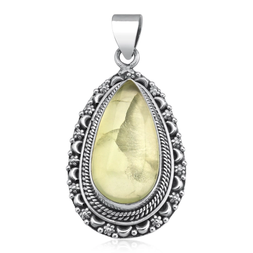 Pingente de prata 925 citrino pedra natural - Gota Produto Pingente de prata 925 citrino pedra natural - Gota