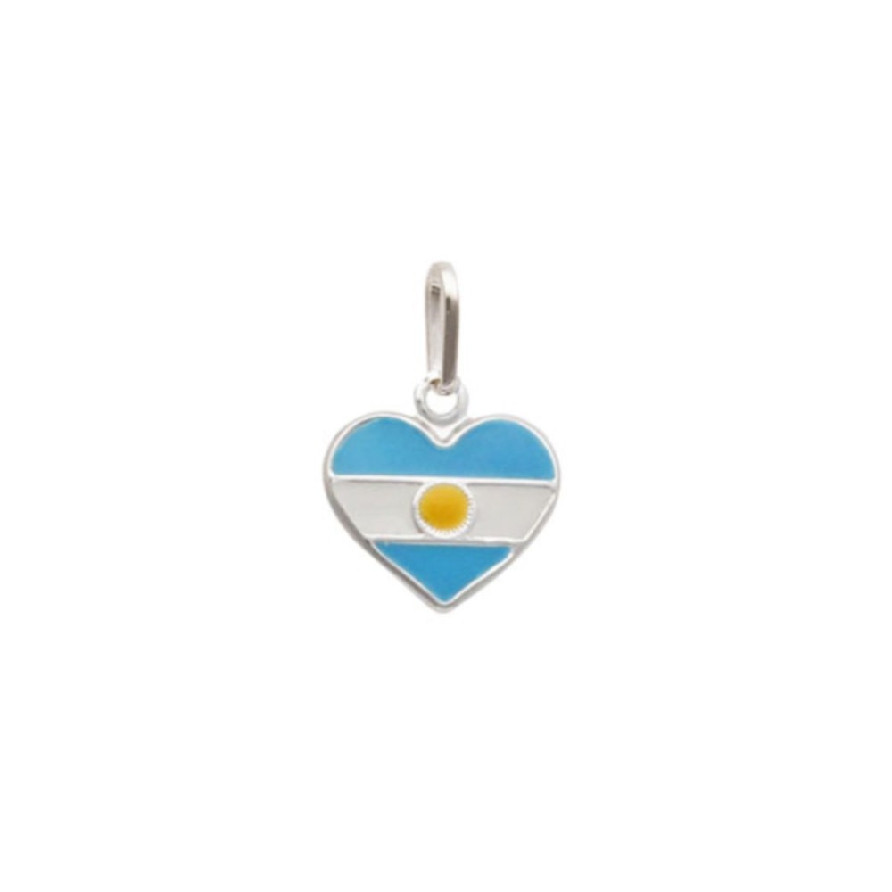 Pingente de Prata 925 Coração bandeira Argentina Produto Pingente de Prata 925 Coração bandeira Argentina