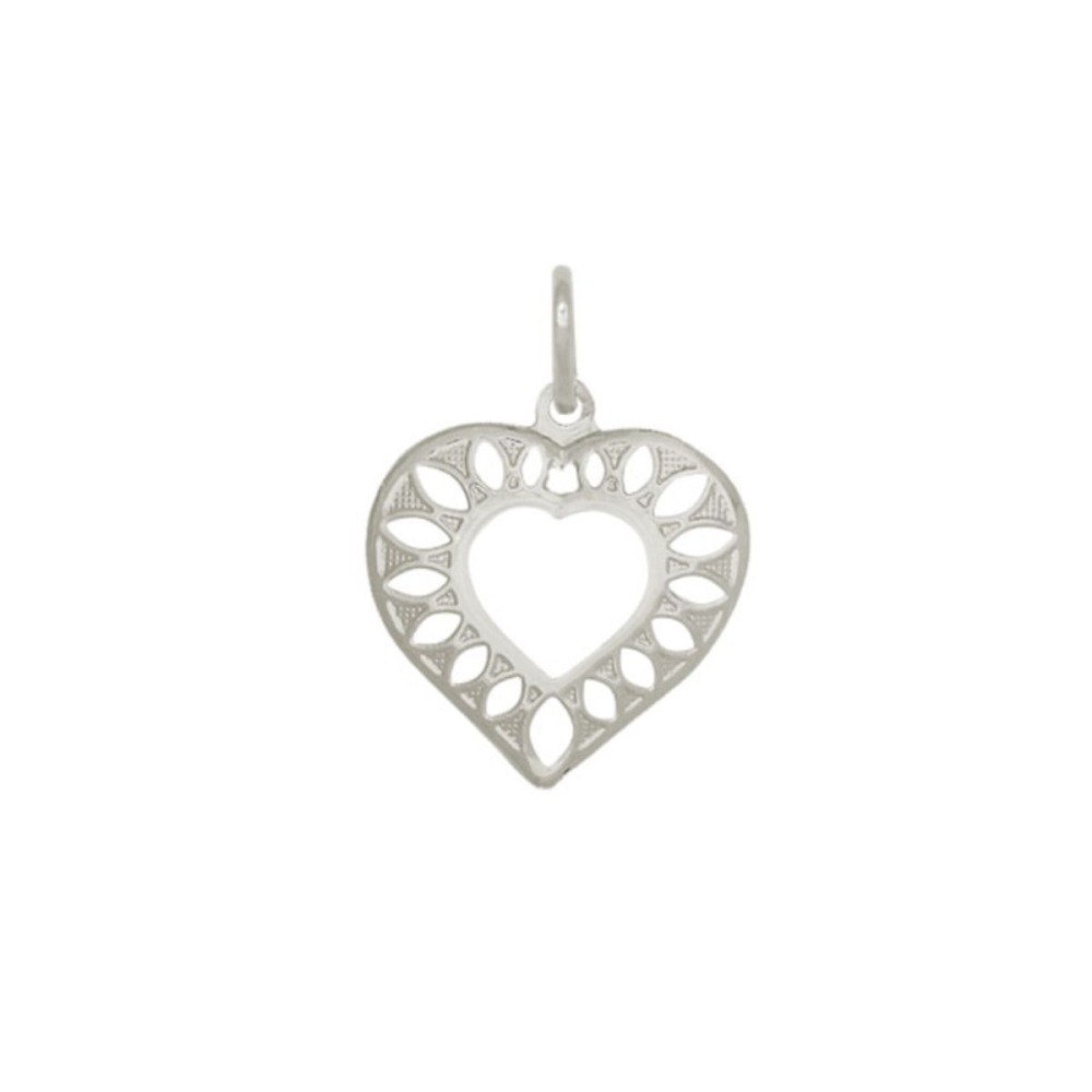 Pingente de Prata 925 Coração Duplo Vazado Produto Pingente de Prata 925 Coração Duplo Vazado