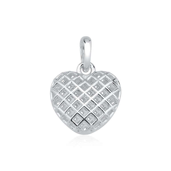 Produto Pingente de Prata 925 Coração Vazado e Detalhado