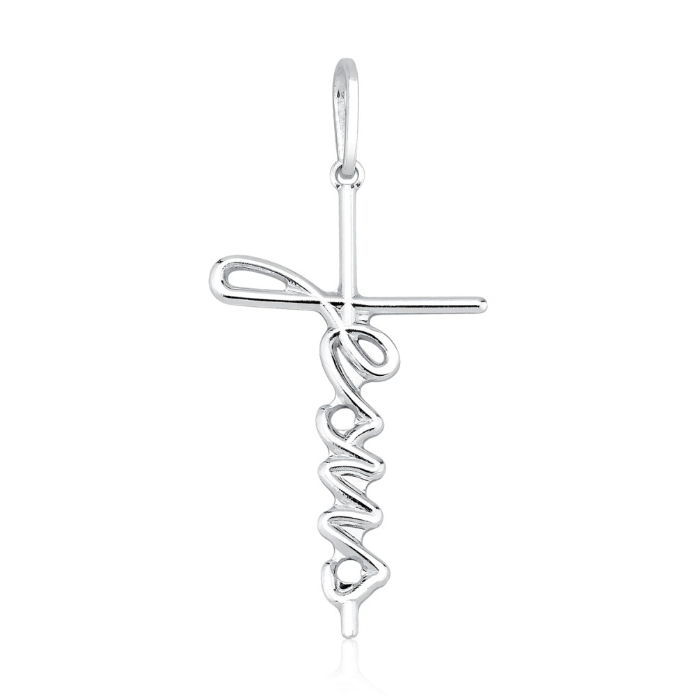 Pingente de Prata 925 Cruz com Jesus Manuscrito Produto Pingente de Prata 925 Cruz com Jesus Manuscrito