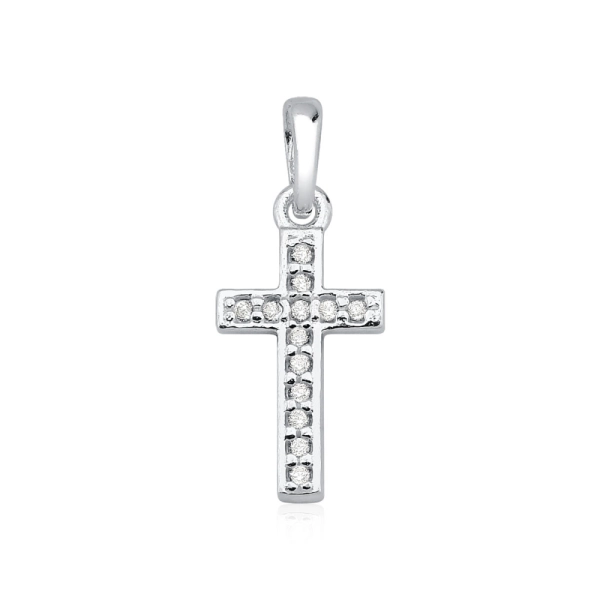 Produto Pingente de Prata 925 Cruz com Zircônias Cravejadas