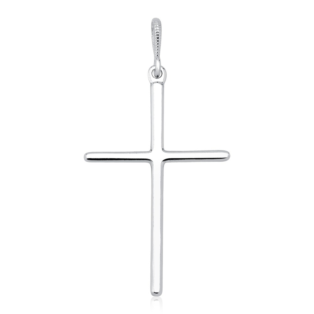Produto Pingente de Prata 925 Cruz Palito Lisa com 3,3cm
