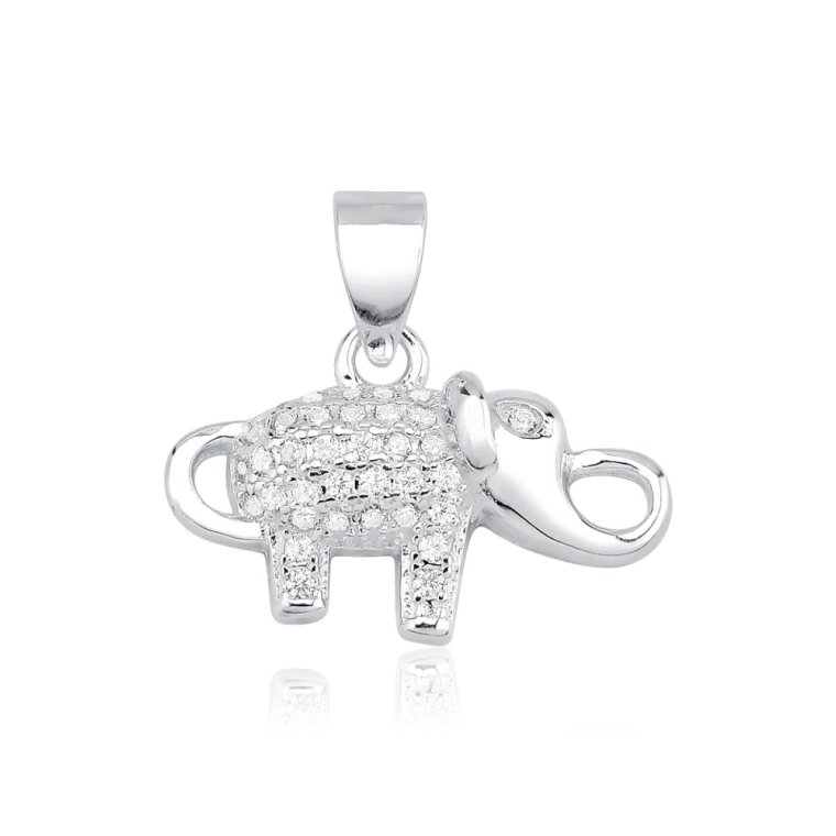 Produto Pingente de Prata 925 Elefante Cravejado