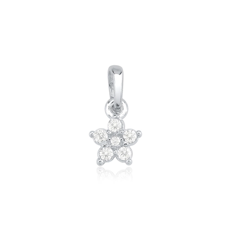 Pingente de Prata 925 Florzinha com Zircônias Produto Pingente de Prata 925 Florzinha com Zircônias