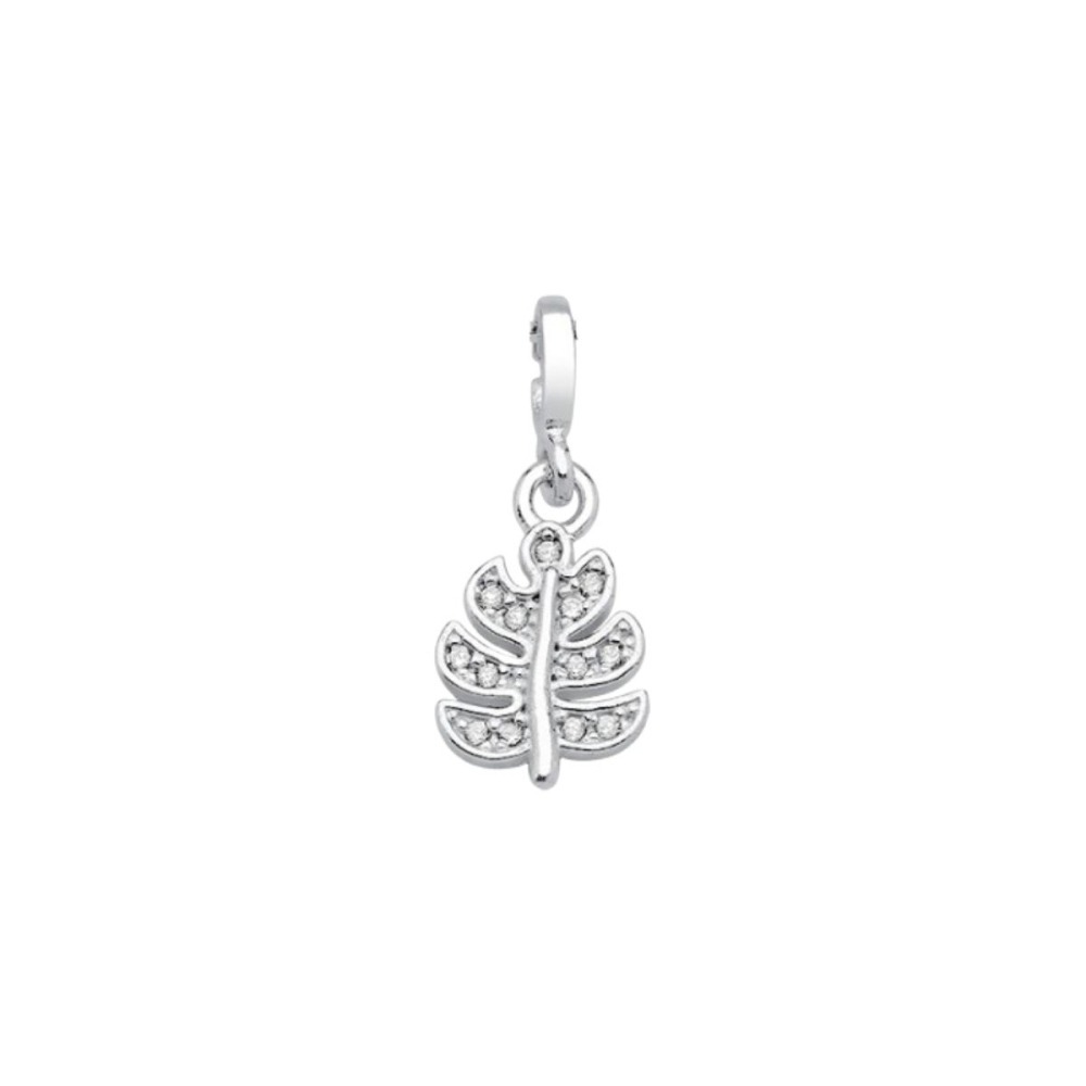 Produto Pingente de Prata 925 Folha com zircônia