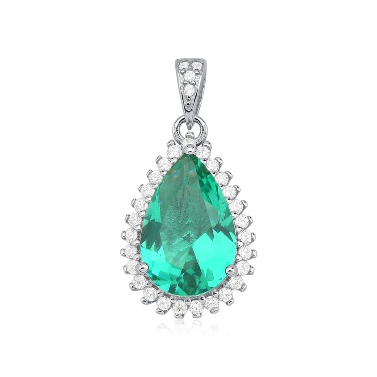 Pingente de Prata 925 Gota Cravejada com 1,5cm Produto Pingente de Prata 925 Gota Cravejada com 1,5cm