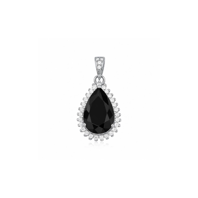Pingente de Prata 925 Gota Cravejada com 1,5cm Produto Pingente de Prata 925 Gota Cravejada com 1,5cm