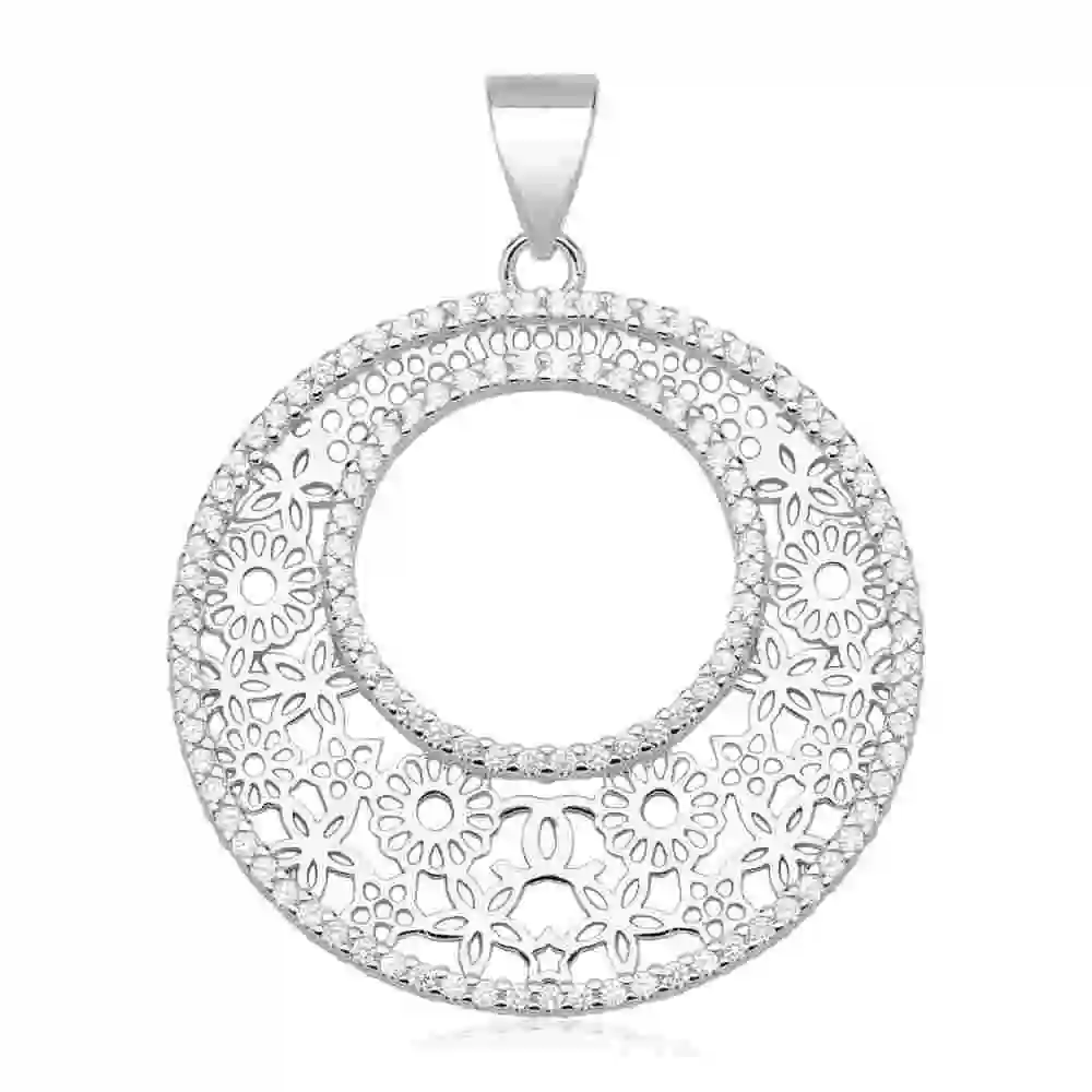 Produto Pingente de Prata 925 Mandala Vazado com Zircônias