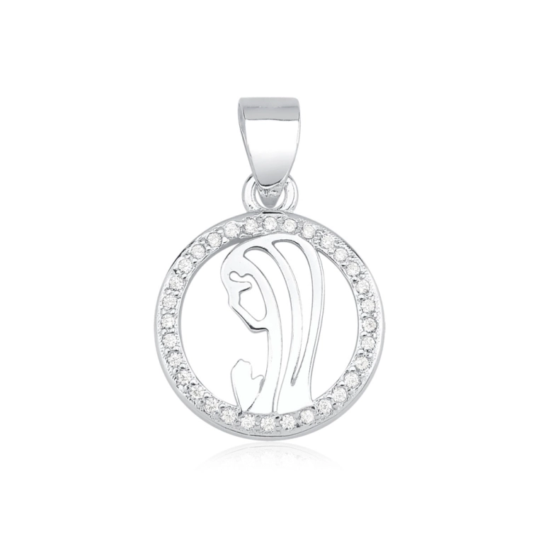 Produto Pingente de Prata 925 Medalha Nossa Senhora Aparecida Cravejada