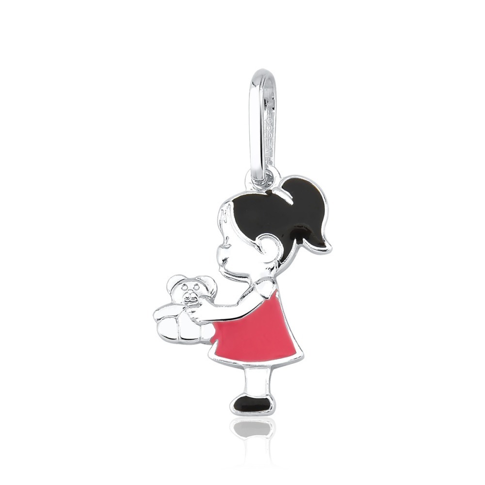 Produto Pingente de Prata 925 Menina com Ursinho