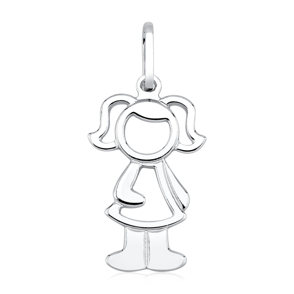Pingente de Prata menina - 13mm x 28mm Produto Pingente de Prata menina - 13mm x 28mm