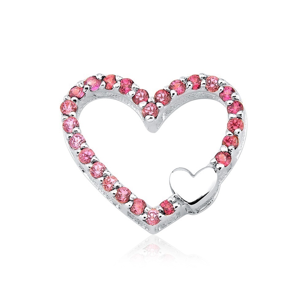 Pingente Feminino de Prata 925 Coração com Rodolita Produto Pingente Feminino de Prata 925 Coração com Rodolita