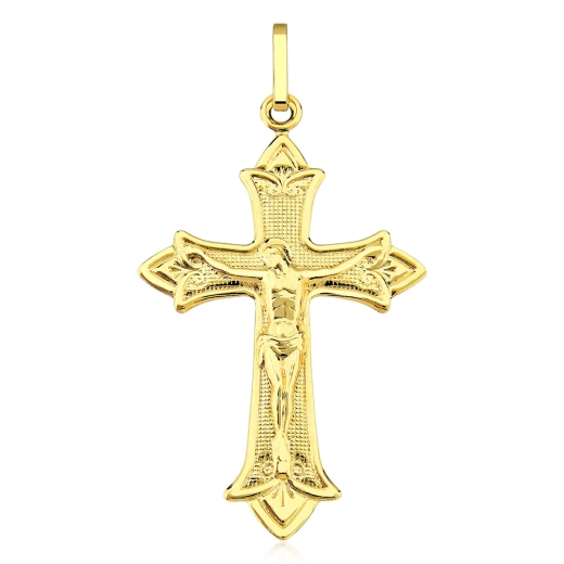 Pingente de Ouro 18k Crucifixo Detalhada Grande Produto Pingente de Ouro 18k Crucifixo Detalhada Grande