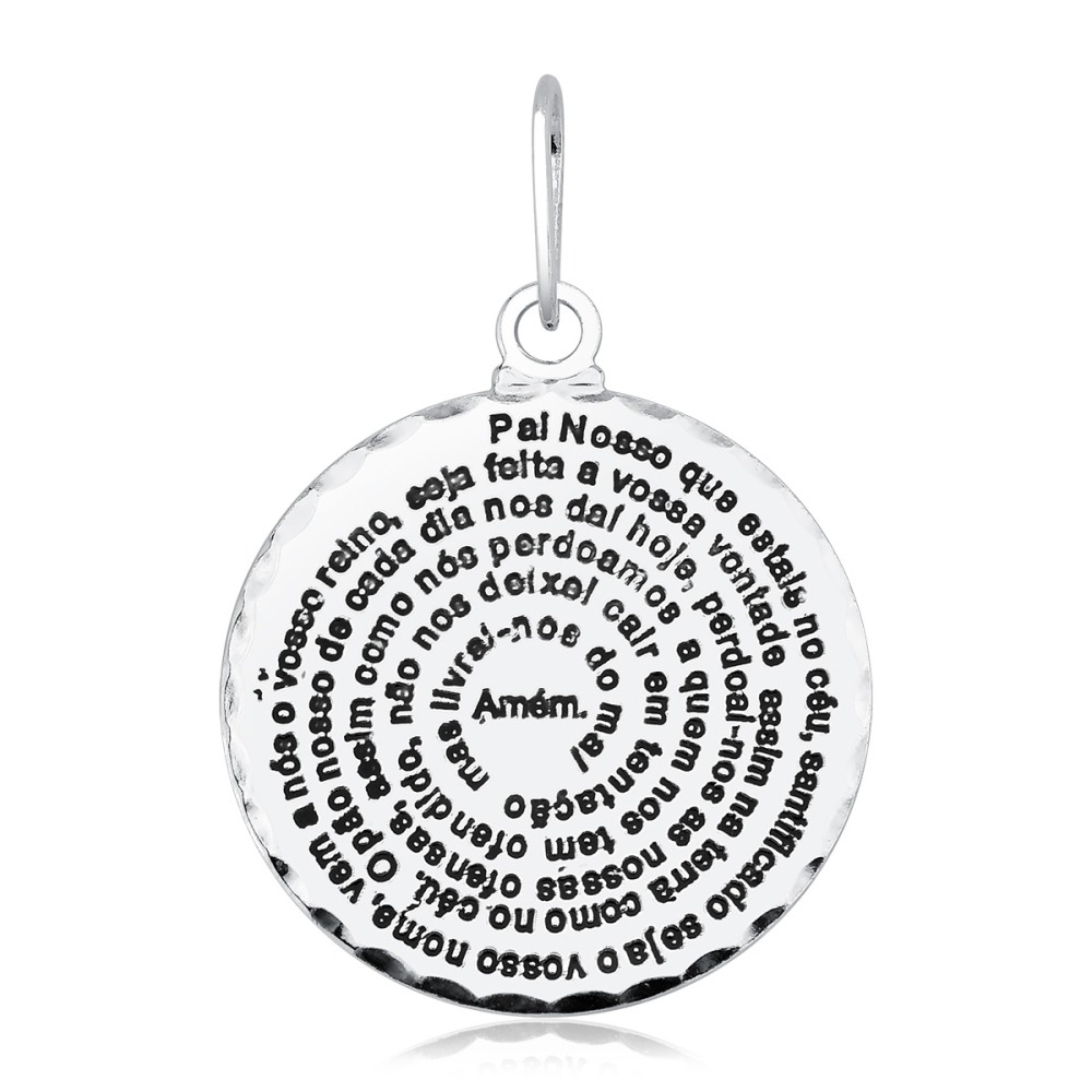 Produto Pingente medalha do Pai nosso grande prata 925