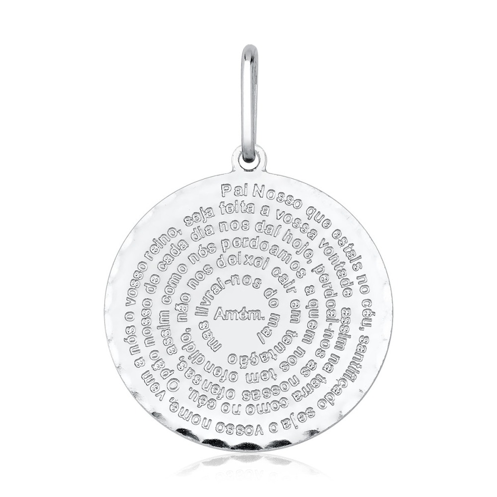 Produto Pingente medalha pai nosso grande 25mm x 25mm Prata 925
