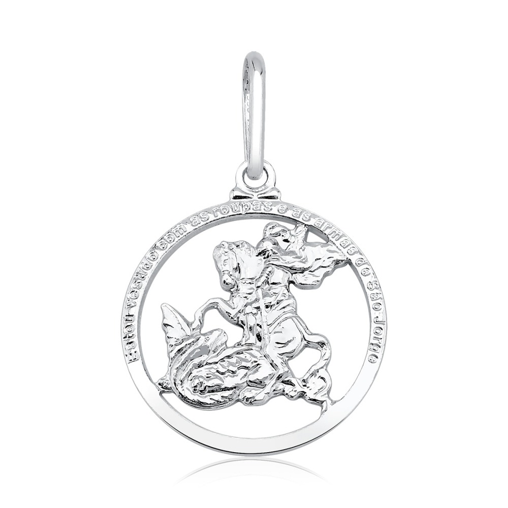 Pingente medalha São Jorge - 20mm x 20mm - Prata 925 Produto Pingente medalha São Jorge - 20mm x 20mm - Prata 925