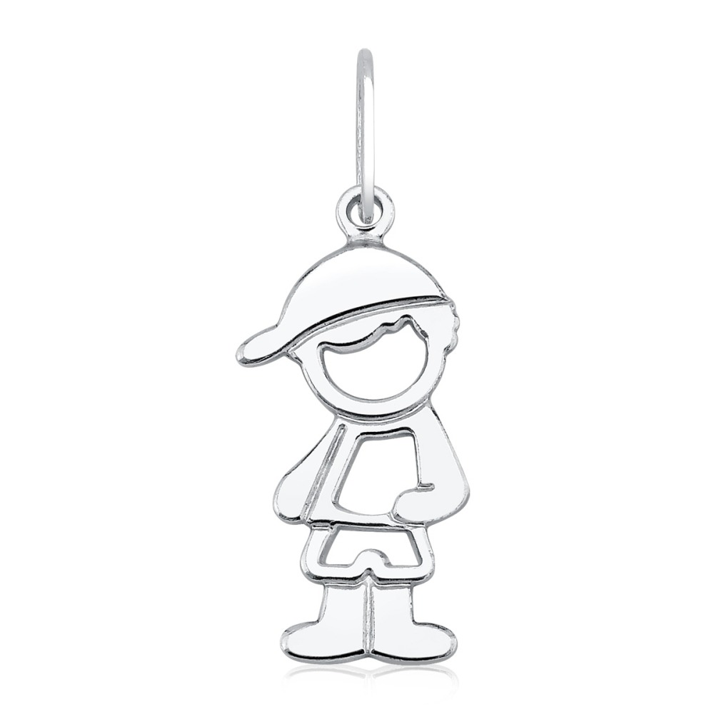 Pingente menino - 13mm x 28mm - Prata 925 Produto Pingente menino - 13mm x 28mm - Prata 925