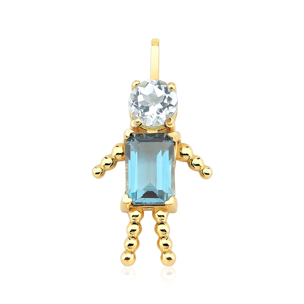 Produto Pingente Menino de Ouro 18k Topázio London e Topázio Sky
