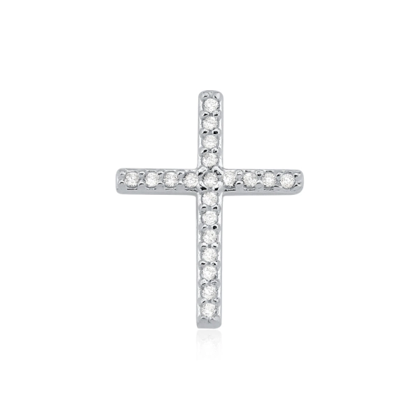 Produto Pingente Passante de Prata 925 Cruz com Zircônias