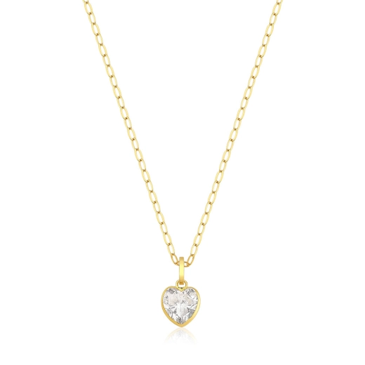 Produto Colar ponto de luz coração cristal Ouro 18k 750 zeta 40cm