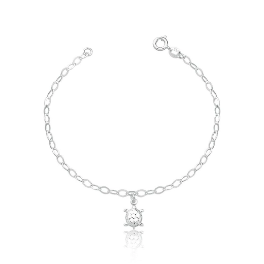 Produto Pulseira feminina de prata 925 com pingente de Tartaruga
