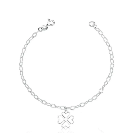 Produto Pulseira de Prata 925 Feminina Trevo da Sorte Pendente