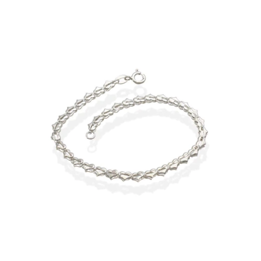 Pulseira Feminina de Prata 925 Corações Montado Produto Pulseira Feminina de Prata 925 Corações Montado